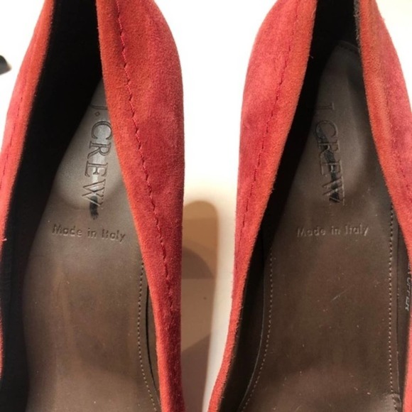J. CREW Matte Muted Red Suede Leather Platform Heel Round Toe 8 Career Cocktail - Picture 4 of 8